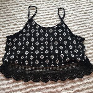 Mason + Mackenzie Crop Top with Lace Trim XL